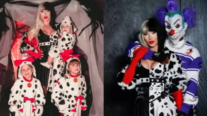 Virginia se fantasia de Cruella para festa de Halloween com filhos e Vini Jr.