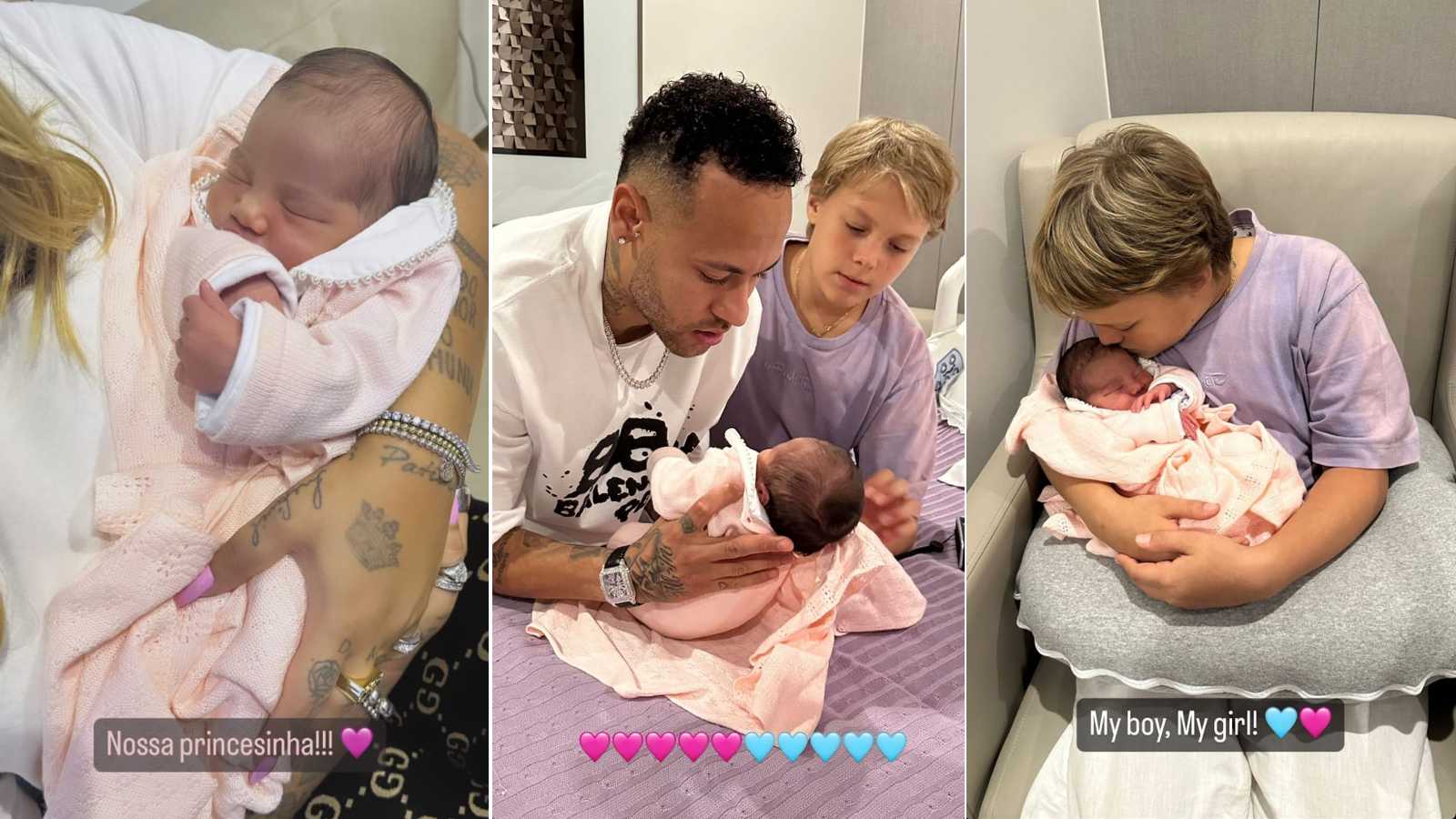 Irmã de Neymar conhece a sobrinha e compartilha cliques da família