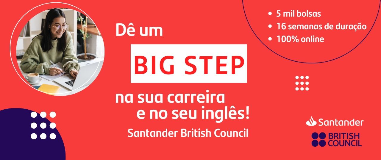 Santander e British Council oferecem 5 mil bolsas de estudo para aprender inglês online
