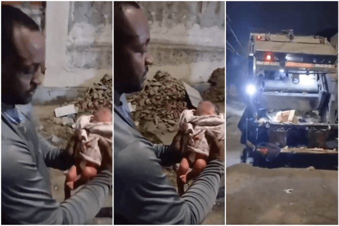 Recém-nascida é encontrada por garis em sacola de lixo no RJ