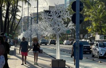 Orla marítima de Maceió começa a receber árvores natalinas