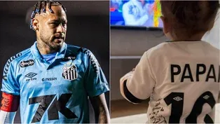 Helena, filha de Neymar, usa camisa 10 do Santos autografada em homenagem ao jogador