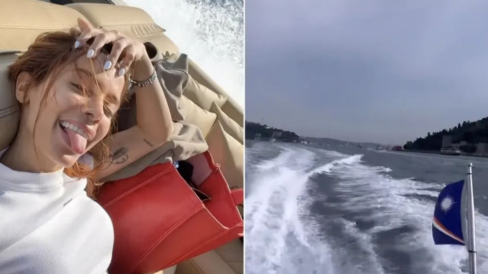 Anitta e ator de ‘365 Dias’ curtem passeio de barco