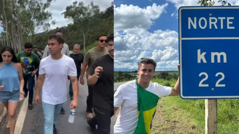 Nikolas Ferreira inicia caminhada de MG a DF em protesto às prisões do 8 de Janeiro