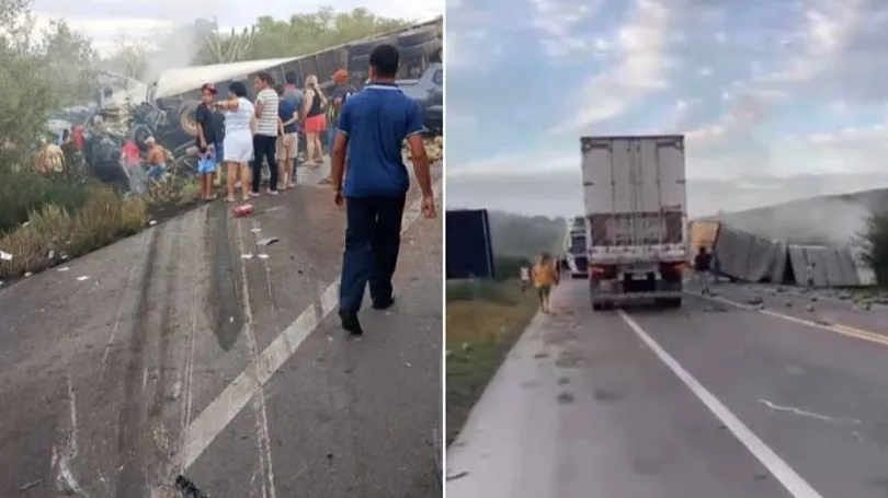 Acidente entre caminhão e van deixa 16 mortos da mesma família na Bahia