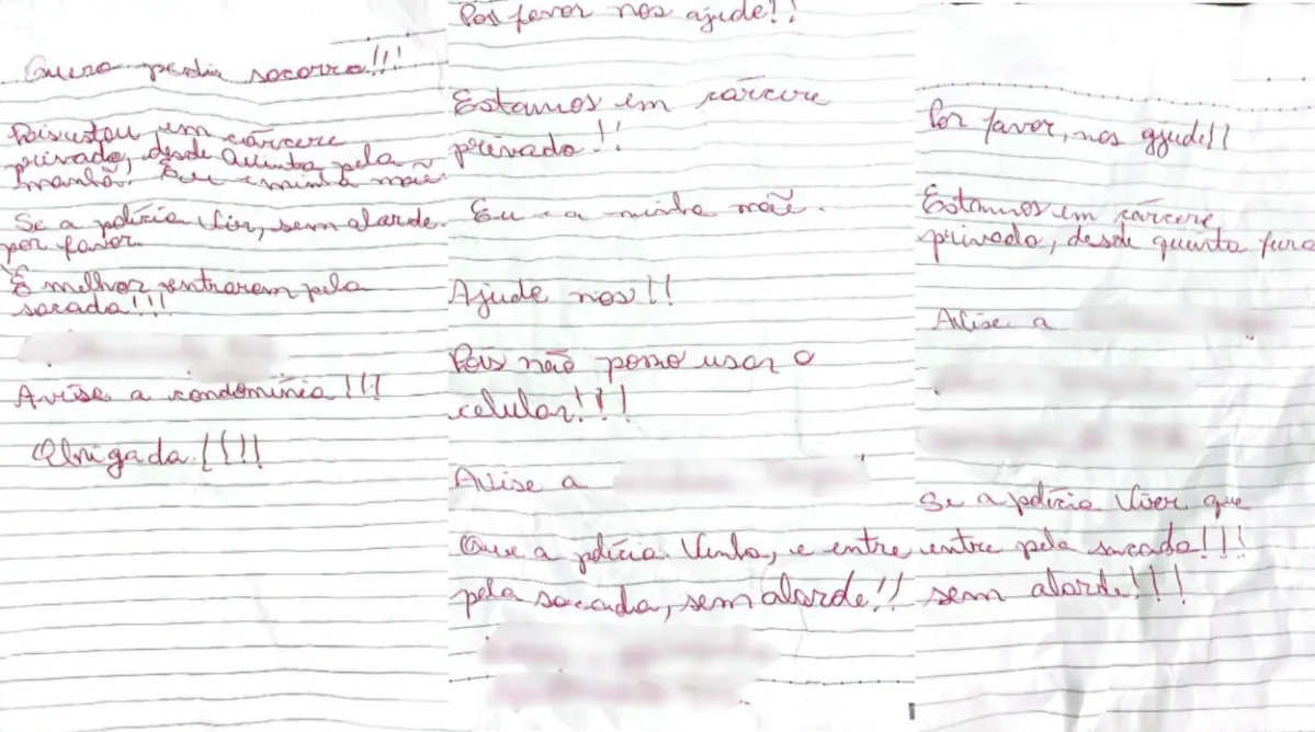 Mãe e filha são salvas de cárcere após vizinho encontrar bilhete de socorro