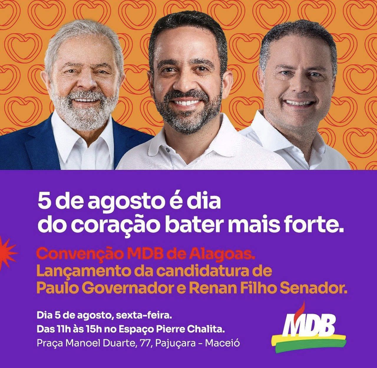MDB realiza convenção nesta sexta para confirmar Paulo Dantas ao Governo de Alagoas