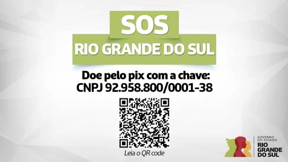Governo do RS cria chave PIX para doações às vítimas do ciclone