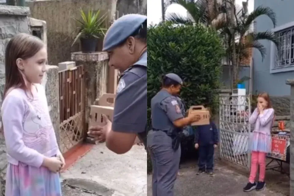 Polícia presenteia menina que sonhava em ter animal de estimação