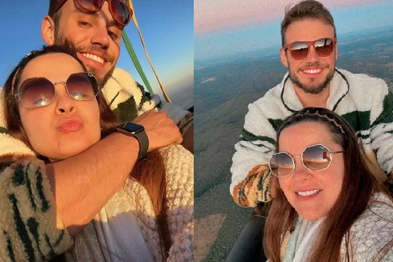 Maiara desfruta de passeio romântico de balão com novo namorado