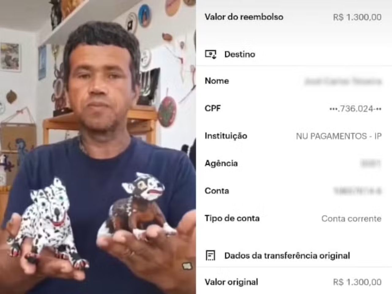 Artesão de Maceió recebe PIX de R$ 1.300 por engano e devolve dinheiro: 'Só tinha R$ 60 na conta'