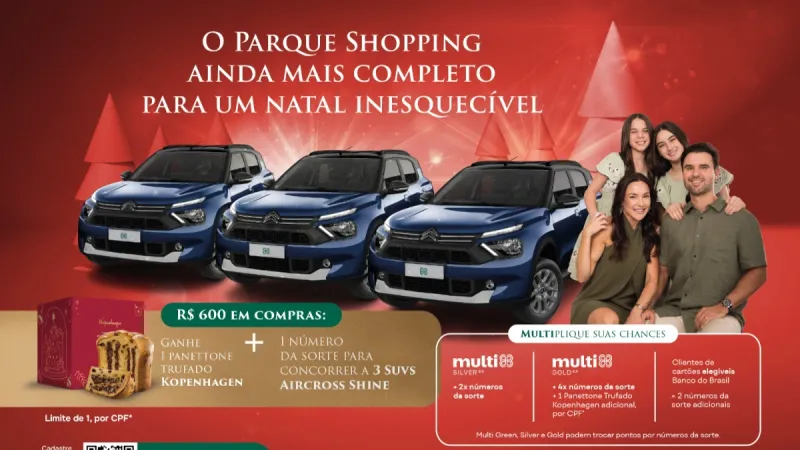 Parque Shopping lança promoção de Natal com sorteio de três Citroën Aircross