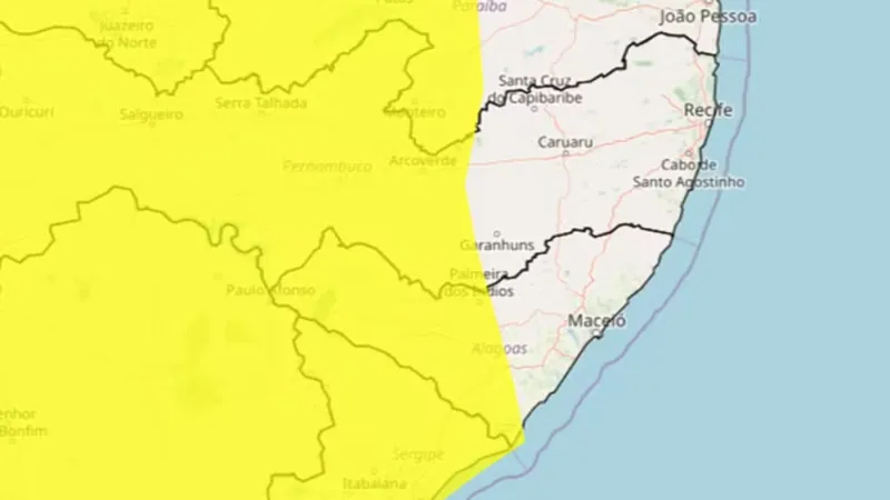 Alerta do Inmet prevê chuva forte para 53 municípios de Alagoas; confira lista