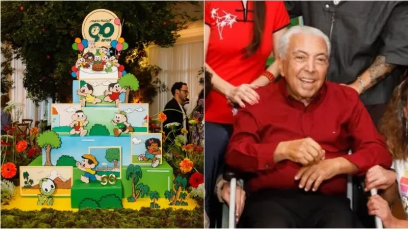 Mauricio de Sousa ganha bolo da ‘Turma da Mônica’ no aniversário de 90 anos