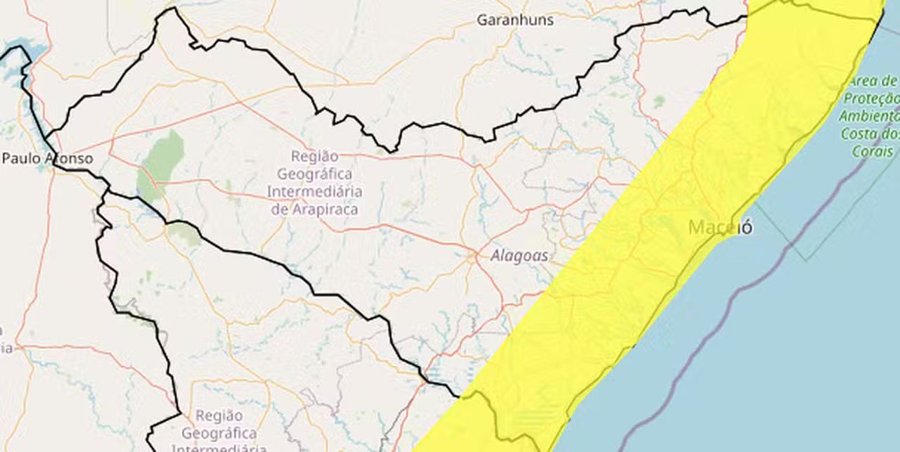 Inmet prevê chuvas para 42 cidades de AL; veja lista