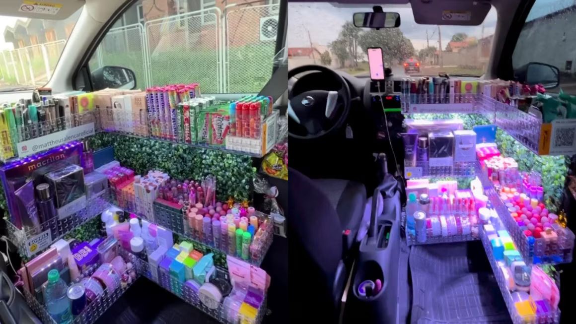 Motorista de Uber cria loja dentro do carro e mostra faturamento extra