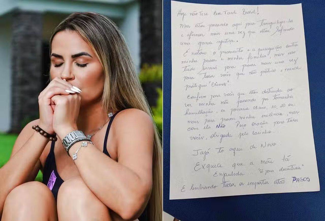 Deolane Bezerra publica carta escrita à mão após ser presa: 'Grande injustiça'