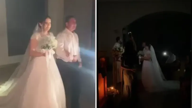 Noivos se casam a luzes de vela e lanternas após faltar energia durante a cerimônia