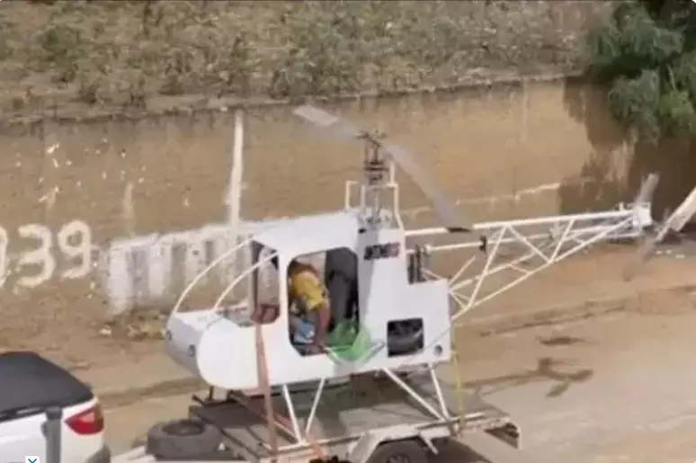 Alô, Nasa! Homem cria helicóptero com motor de Fusca na Bahia