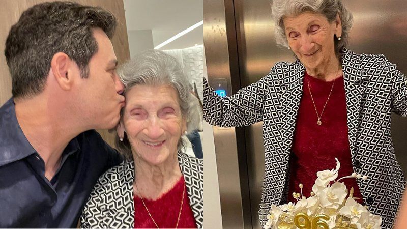 Mãe de Celso Portiolli ganha festão para celebrar seus 96 anos