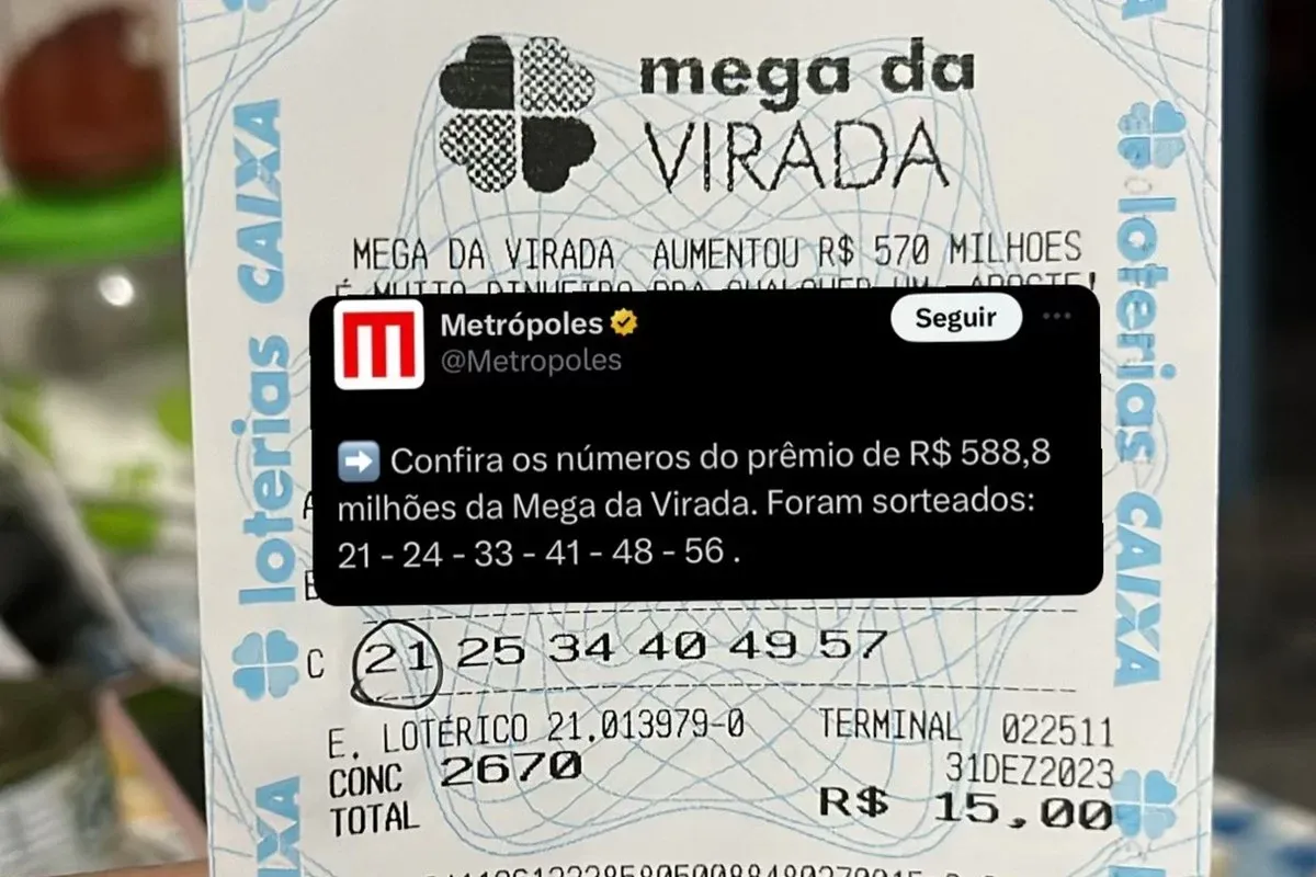 Chegou perto! Homem mostra bilhete “quase premiado” da Mega da Virada