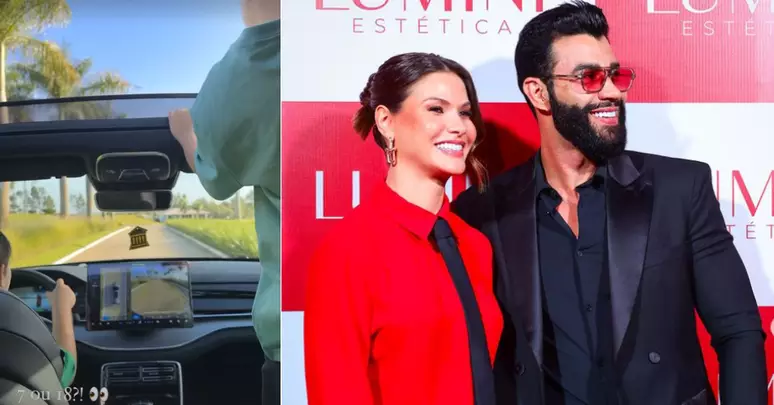 Andressa Suita, esposa de Gusttavo Lima, deixa filho de 7 anos dirigir carro e publica vídeo no Instagram