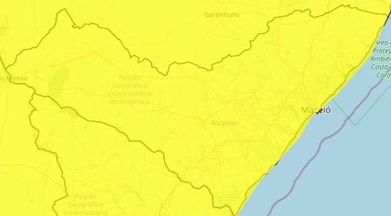 Chuvas intensas: todas as cidades de Alagoas estão sob aviso meteorológico