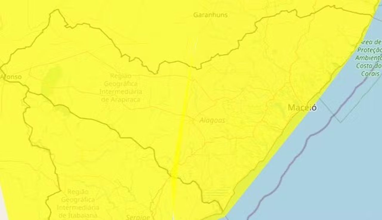 Alerta de chuvas intensas é emitido para todas as cidades de Alagoas