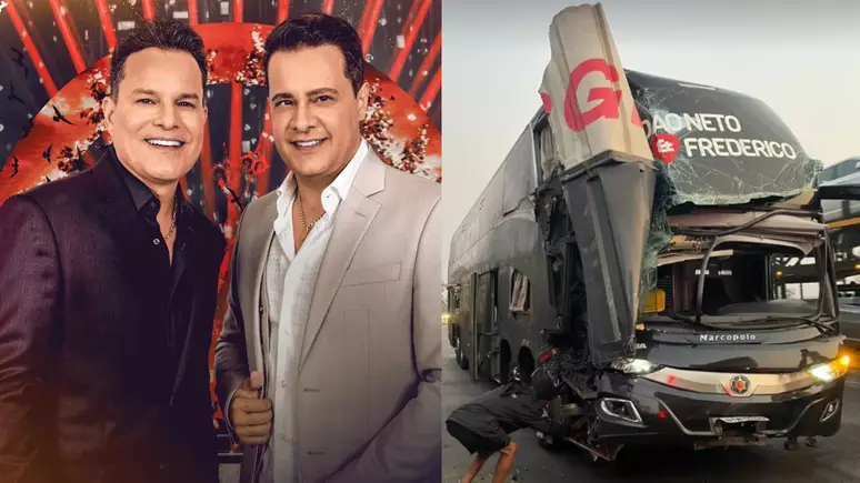 Ônibus da dupla sertaneja João Neto e Frederico sofre acidente em Minas Gerais